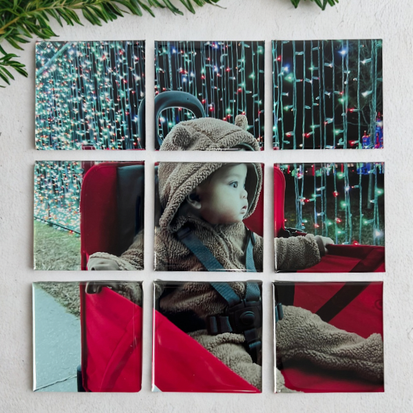 Set of 9 Square Custom Puzzle Photo Magnets (2×2 in)