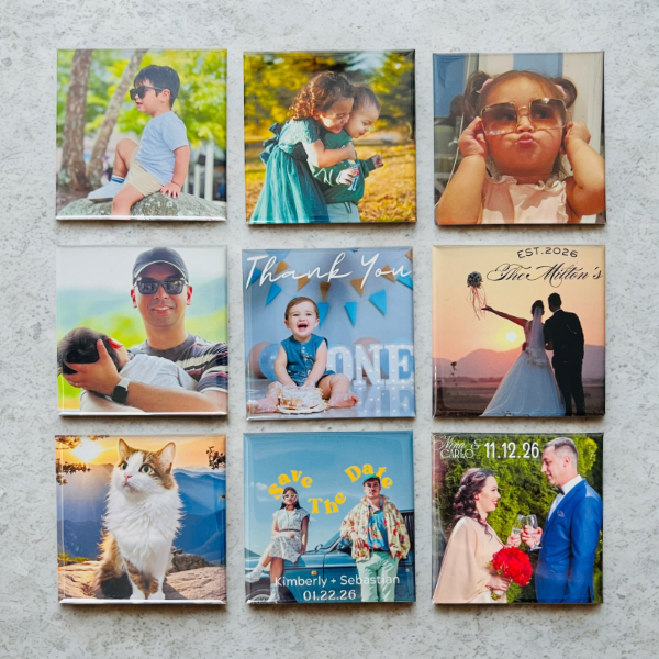 Set of 9 Custom Photo Magnets (2×2 in)